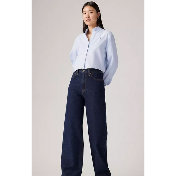 Levi's Denim - Levi's Ribcage Wide Leg Jeans High Rise Indigo Blue Women's Waist 27 27x30 NEW